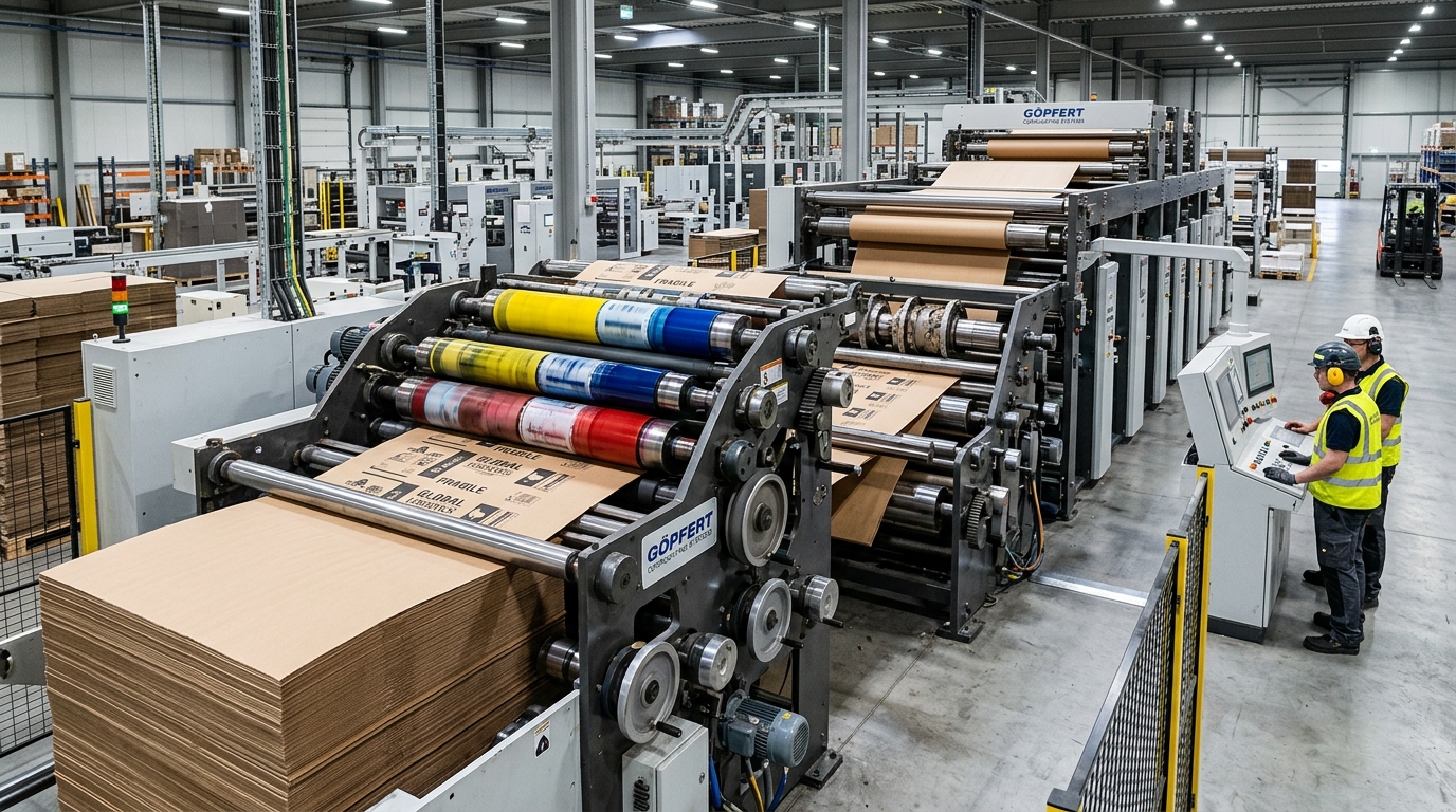 Automatic flexo printing and corrugation plant
